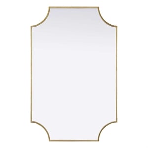 Elegant Kitchen and Bath Notched Metal Mirror 27X42&quot in Brass