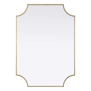 Elegant Kitchen and Bath Notched Metal Mirror 30X42&quot in Brass