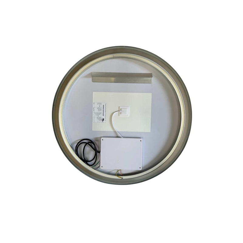 Elegant Kitchen and Bath 28 Round Led Front and Backlit Wall Mirror in Silver
