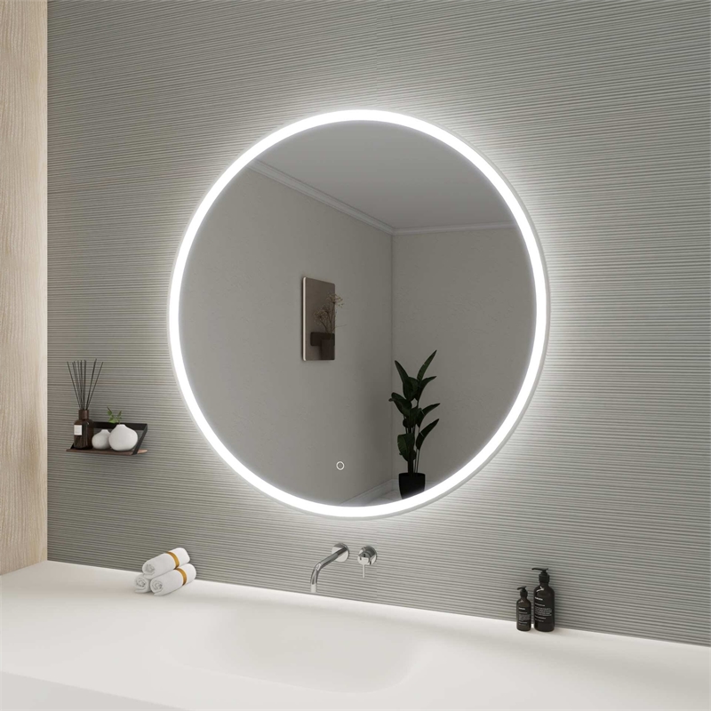 Elegant Kitchen and Bath 42 Round Led Front and Backlit Wall Mirror in Silver
