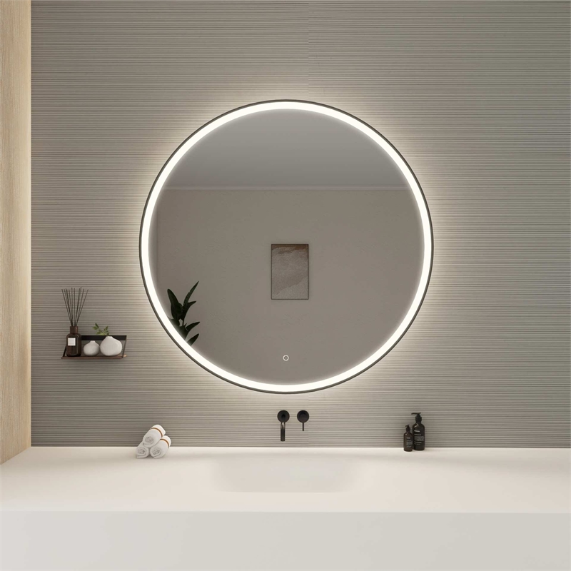 Elegant Kitchen and Bath 45 Round Led Front and Backlit Wall Mirror in Black