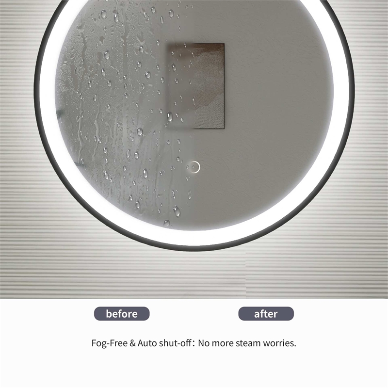 Elegant Kitchen and Bath 45 Round Led Front and Backlit Wall Mirror in Black