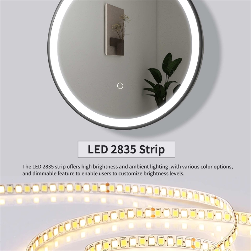 Elegant Kitchen and Bath 45 Round Led Front and Backlit Wall Mirror in Black
