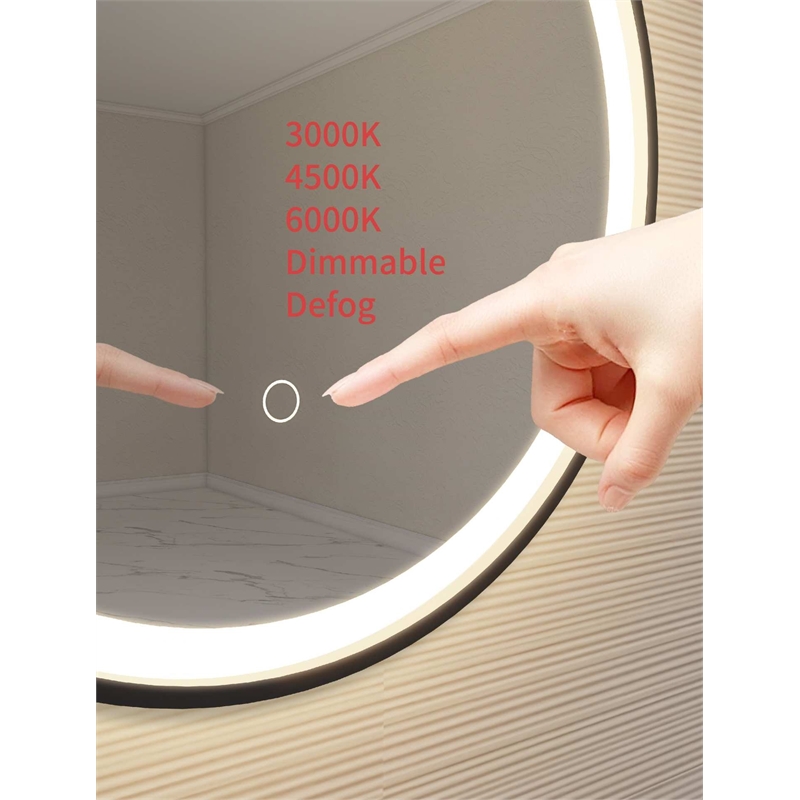 Elegant Kitchen and Bath 45 Round Led Front and Backlit Wall Mirror in Black