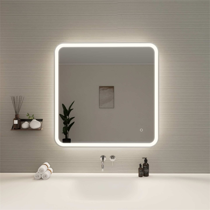 Elegant Kitchen and Bath 33 Round Led Front and Backlit Wall Mirror in Silver