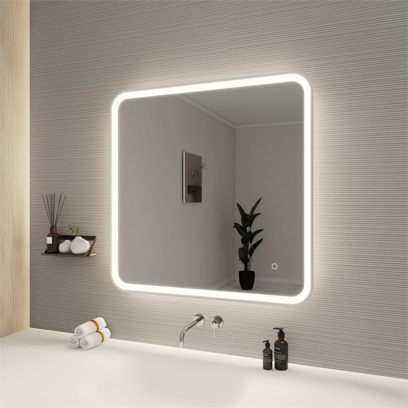 Elegant Kitchen and Bath 33 Round Led Front and Backlit Wall Mirror in Silver