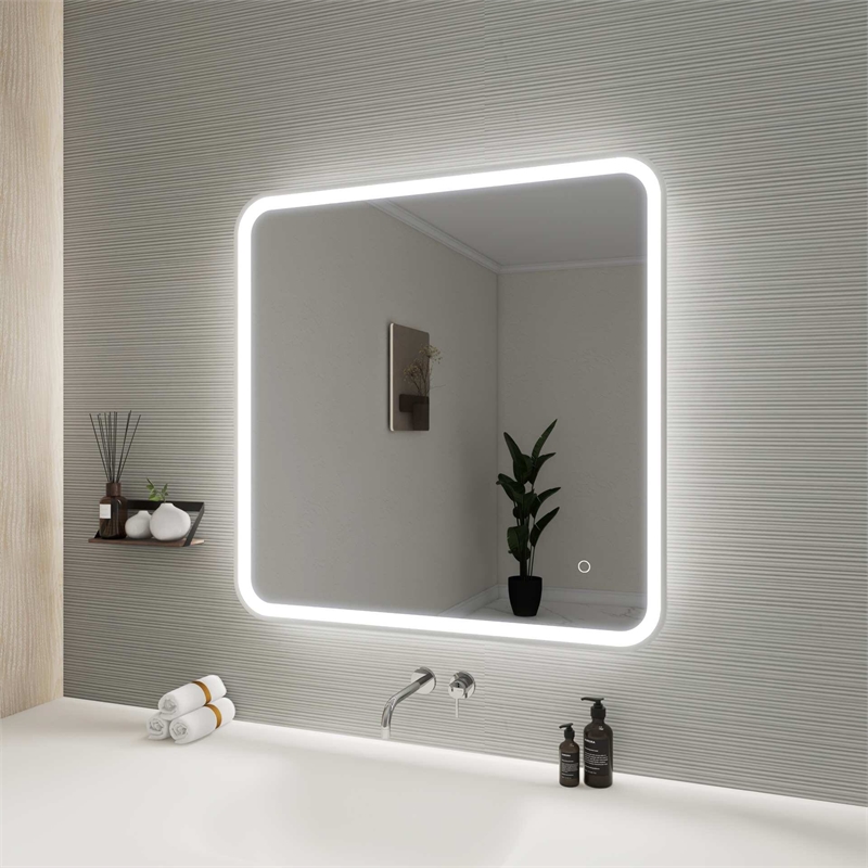 Elegant Kitchen and Bath 33 Round Led Front and Backlit Wall Mirror in Silver