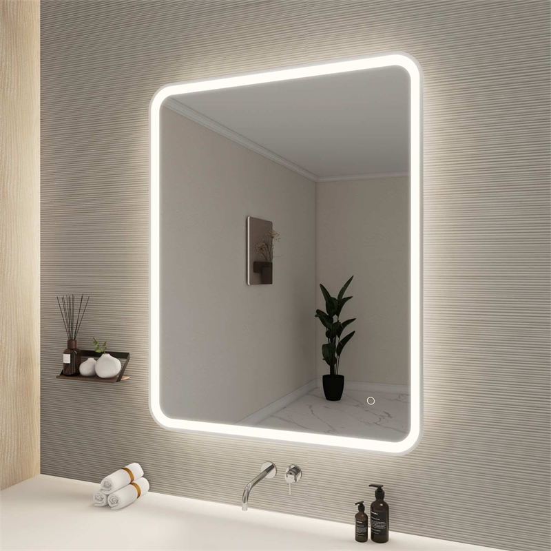 Elegant Kitchen and Bath 42 Round Led Front and Backlit Wall Mirror in Silver