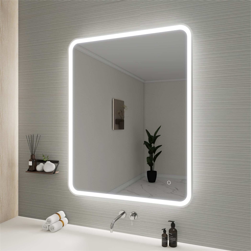 Elegant Kitchen and Bath 42 Round Led Front and Backlit Wall Mirror in Silver