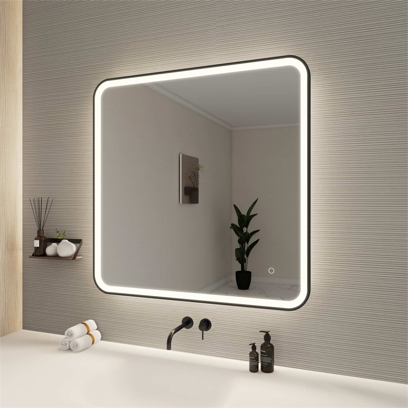 Elegant Kitchen and Bath 36 Round Led Front and Backlit Wall Mirror in Black