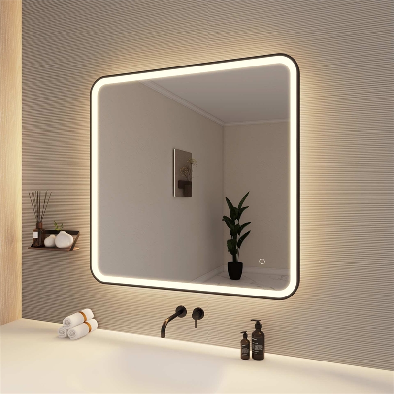Elegant Kitchen and Bath 36 Round Led Front and Backlit Wall Mirror in Black