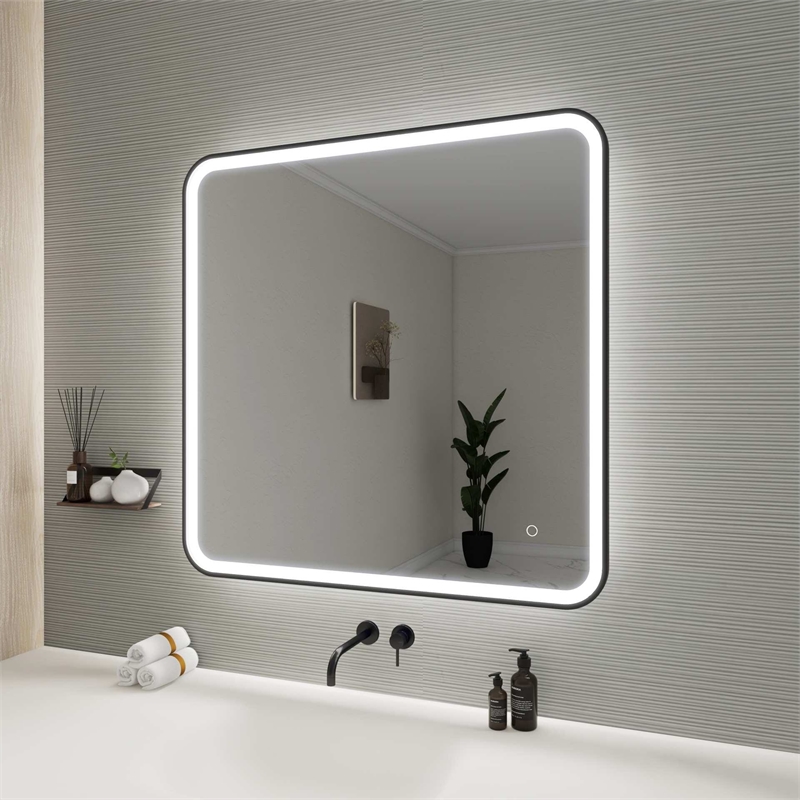Elegant Kitchen and Bath 36 Round Led Front and Backlit Wall Mirror in Black