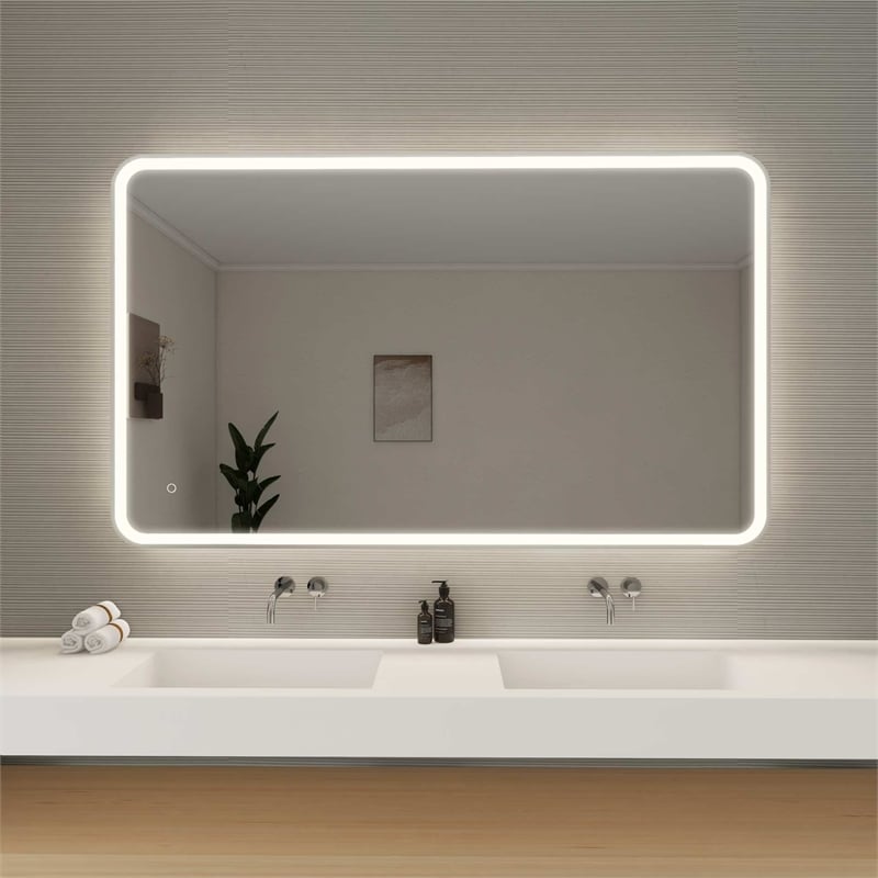 Elegant Kitchen and Bath 60 Round Led Front and Backlit Wall Mirror in Silver