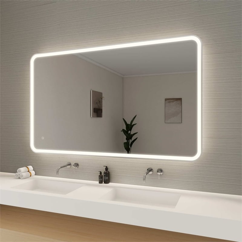 Elegant Kitchen and Bath 60 Round Led Front and Backlit Wall Mirror in Silver