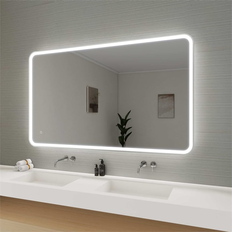 Elegant Kitchen and Bath 60 Round Led Front and Backlit Wall Mirror in Silver