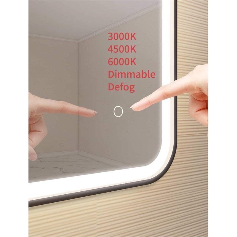 Elegant Kitchen and Bath 72 Round Led Front and Backlit Wall Mirror in Black
