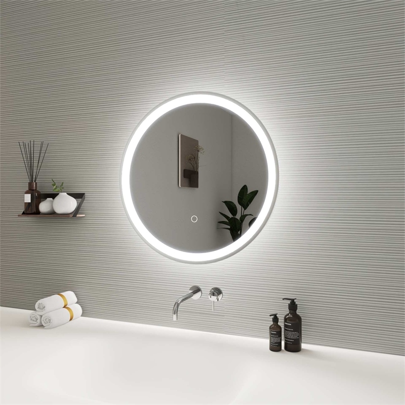 Elegant Kitchen and Bath 21 Round Led Front and Backlit Wall Mirror in Silver