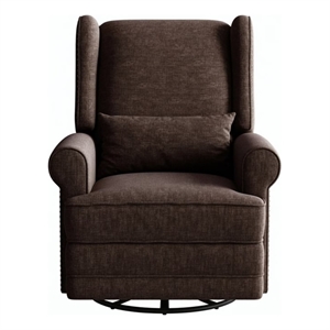 34.25&quot Extra Wide Brown Swivel Recliner Glider Chair with Footrest
