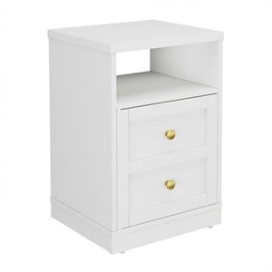 15.7&quot Width White Wood Nightstand - Door (Set of 2)