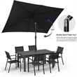 6.5 x 10 ft Black Rectangular Patio Umbrella - Crank - Tilt - Polyester