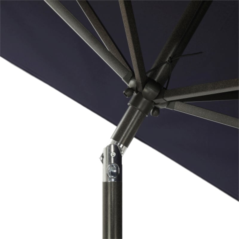6.5 x 10 ft Black Rectangular Patio Umbrella - Crank - Tilt - Polyester