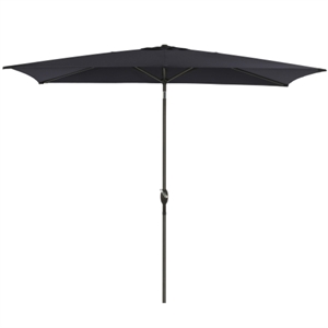 6.5 x 10 ft Black Rectangular Patio Umbrella - Crank - Tilt - Polyester
