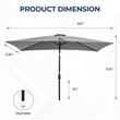 6.5 x 10 ft Gray Rectangular Patio Umbrella - Crank - Tilt - Polyester