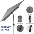 6.5 x 10 ft Gray Rectangular Patio Umbrella - Crank - Tilt - Polyester