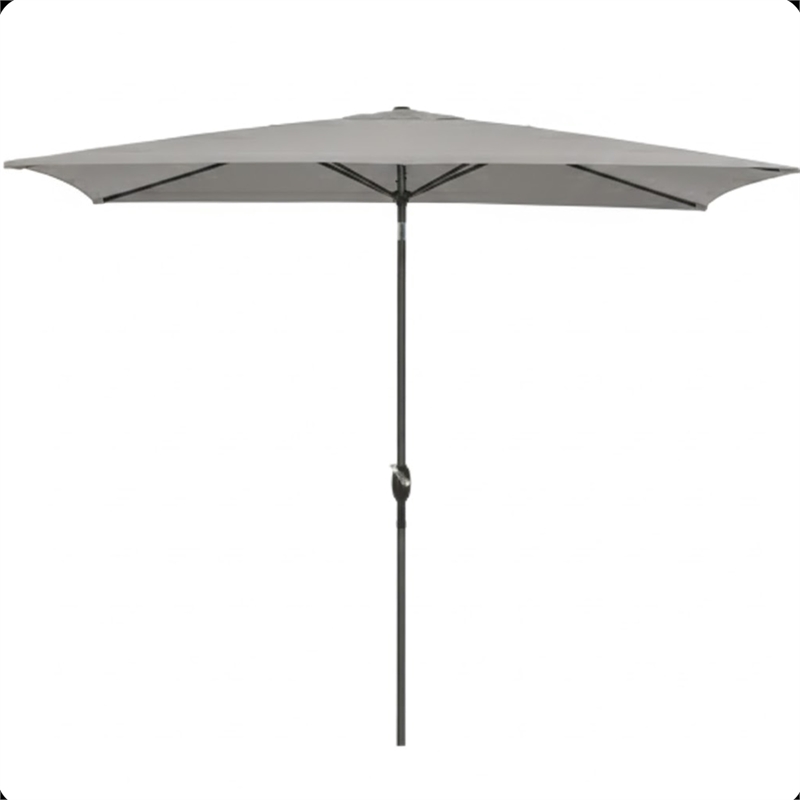 6.5 x 10 ft Gray Rectangular Patio Umbrella - Crank - Tilt - Polyester