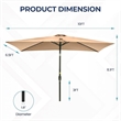 6.5 x 10 ft Khaki Rectangular Patio Umbrella - Crank - Tilt - Polyester
