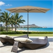 6.5 x 10 ft Khaki Rectangular Patio Umbrella - Crank - Tilt - Polyester