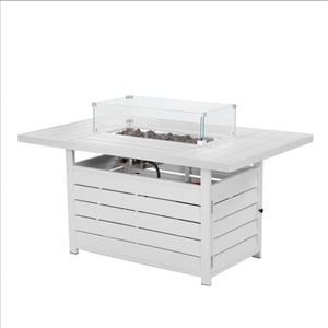 54.3&quot Outdoor Patio White Aluminum Fire Pit Table - 50000 BTU CSA Certified