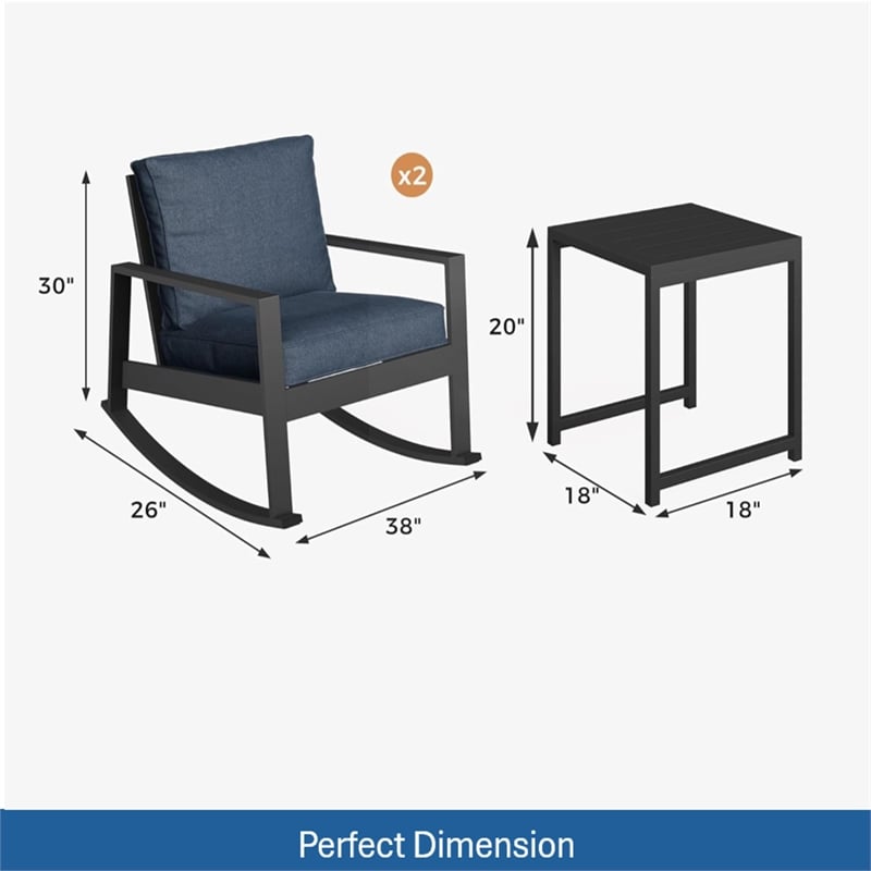 3-Piece Aluminum Outdoor Rocking Bistro - 38