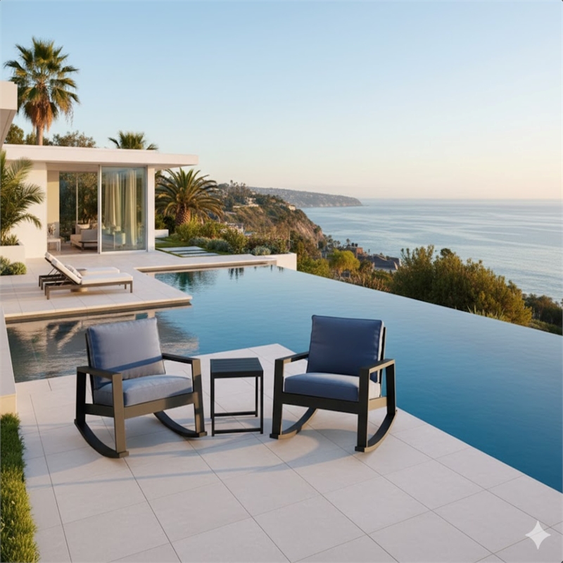 3-Piece Aluminum Outdoor Rocking Bistro - 38