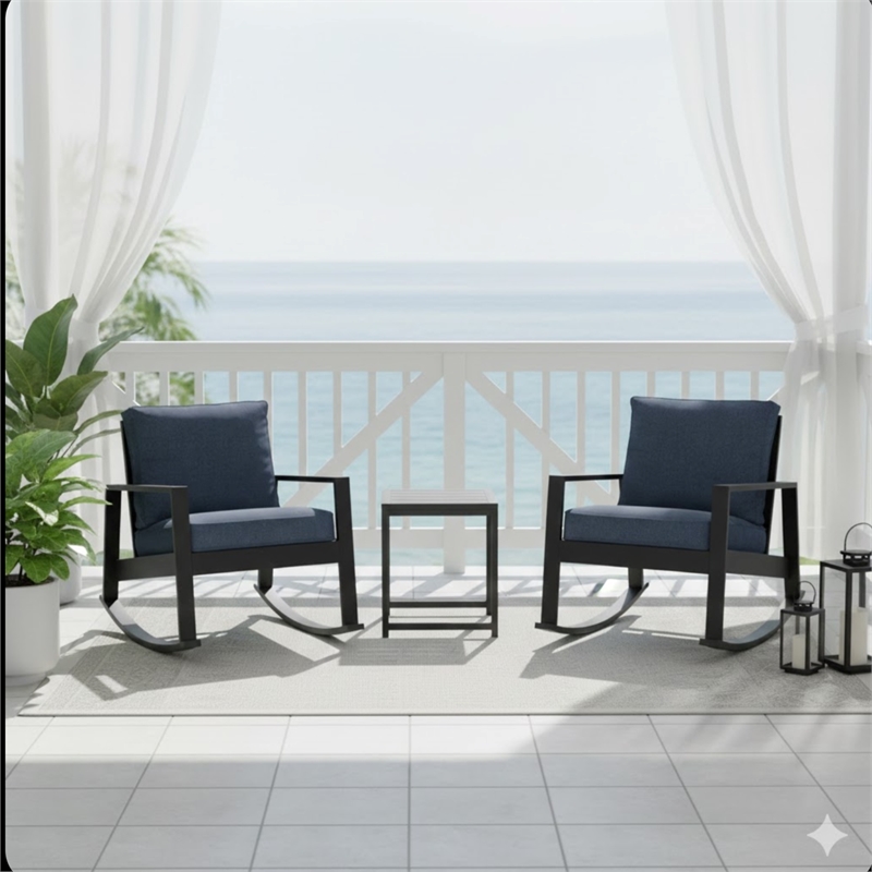 3-Piece Aluminum Outdoor Rocking Bistro - 38