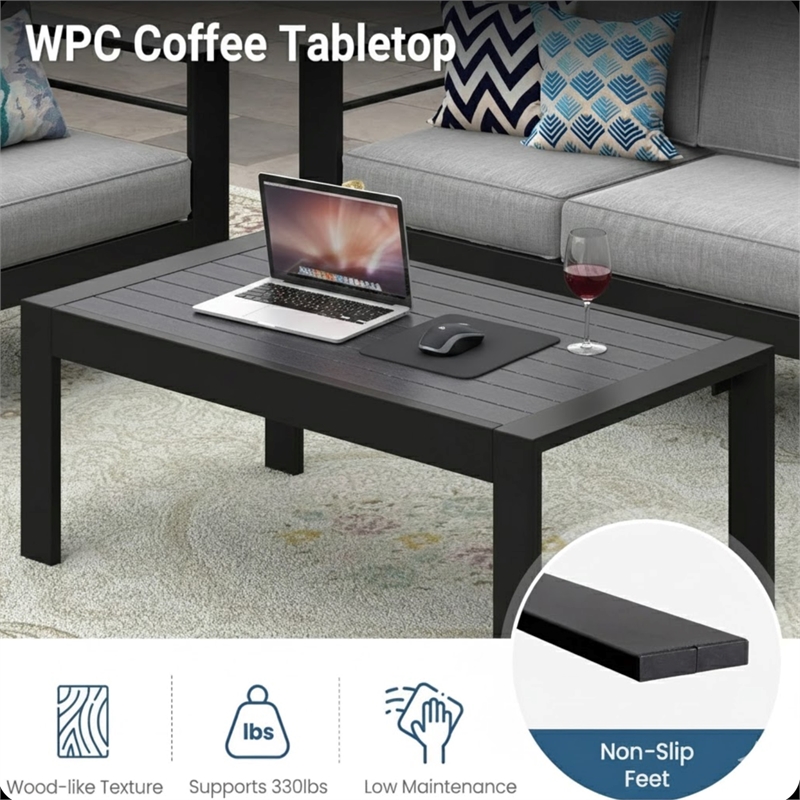 4-Piece Modern Aluminum Patio Conversation Set - 4-Seat - Light Gray