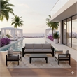 4-Piece Modern Aluminum Patio Conversation Set - 5-Seat - Light Gray
