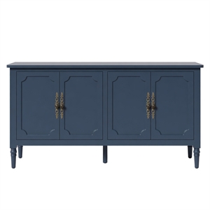 58.9&quot Blue Buffet Cabinet - Vintage Sideboard with Adjustable Shelves