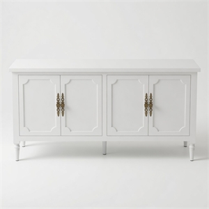 58.9&quot White Buffet Cabinet - Vintage Sideboard with Adjustable Shelves