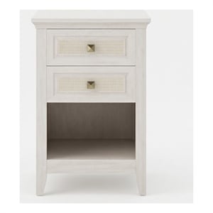 17.7&quot White Rattan Nightstand with 2 Drawers - Boho 27&quot Tall Bedside Table