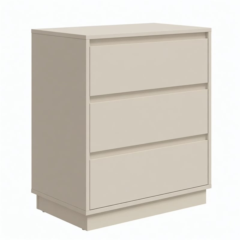 23.6 Wide Beige Large Morden Wood Nightstand with 3 Drawers (Set of 2)