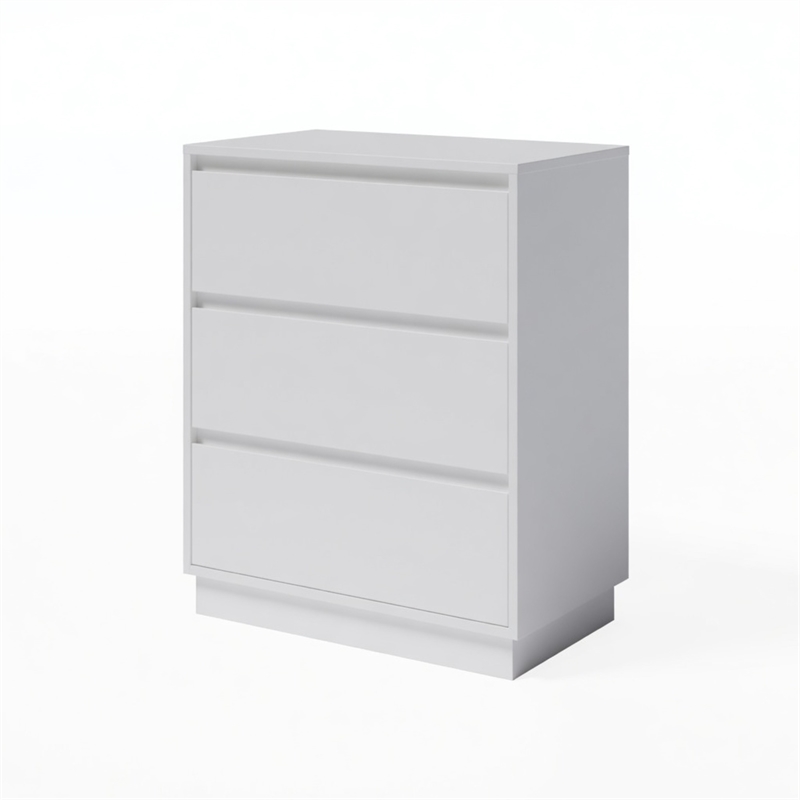 23.6 Wide White Large Morden Wood Nightstand with 3 Drawers (Set of 2)