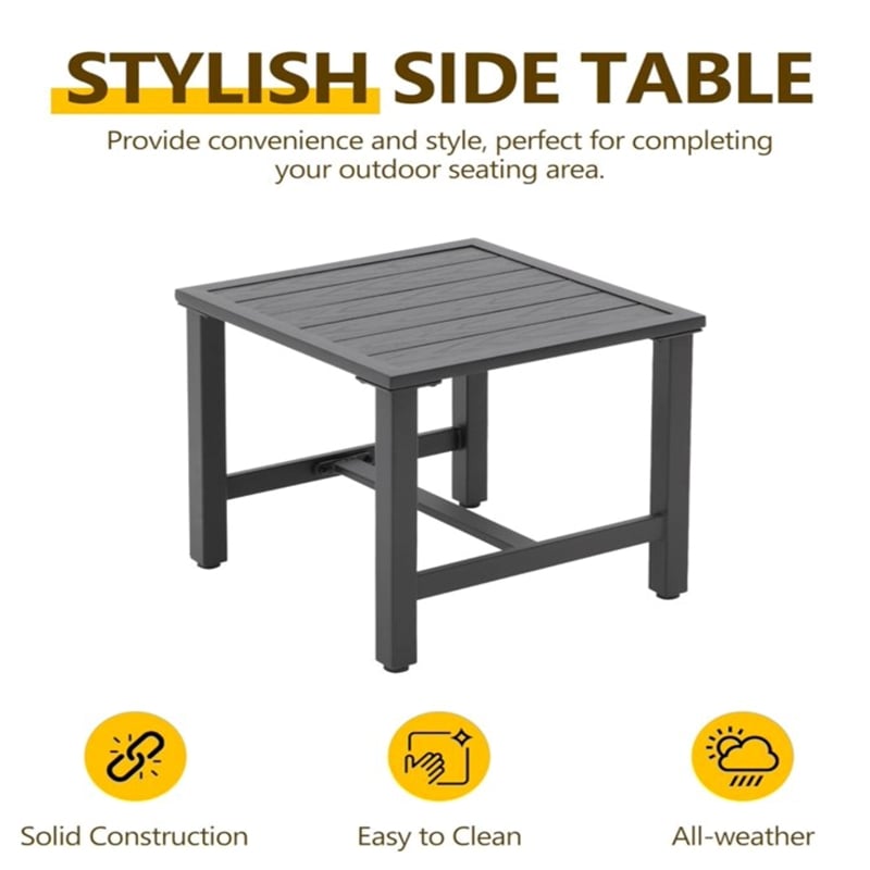 3-Piece Gray Swivel Rocker Patio Bistro Set with Side Table & Cushions