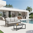 2-Piece Wicker Patio Conversation Set with Gray Cushions & Coffee Table