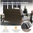 2-Piece Wicker Patio Conversation Set with Gray Cushions & Coffee Table