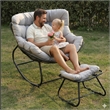 Light Gray Egg Rocking Chair - Ottoman - All-Weather Wicker - Cushions