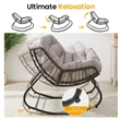 Light Gray Egg Rocking Chair - Ottoman - All-Weather Wicker - Cushions