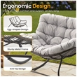 Light Gray Egg Rocking Chair - Ottoman - All-Weather Wicker - Cushions