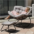 Light Gray Egg Rocking Chair - Ottoman - All-Weather Wicker - Cushions