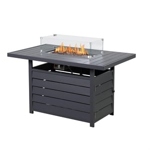 54.3&quot Outdoor Patio Dark Grey Aluminum Fire Pit Table - 50000 BTU CSA
